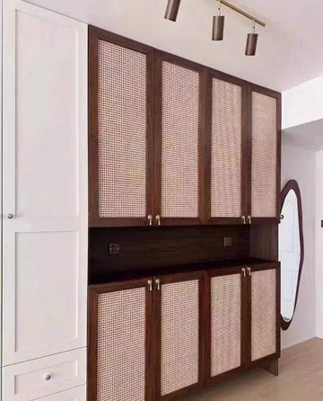 公司貨免運 附發票 可訂藤編門推拉門日式隔斷隱形折疊門衣柜門臥室門中式門隔斷門子-快速出貨