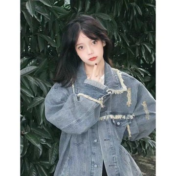 P3-【免費參觀】牛仔外套 外套女 女生外套 復古高級感開衫牛仔外套女年春秋季新款破洞小眾設計感夾剋潮