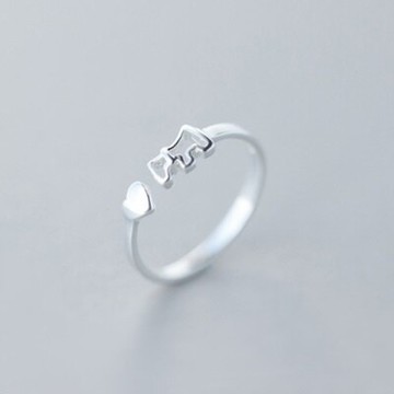 925純銀戒指開口戒-日韓可愛小狗愛心情人節生日禮物女飾品73dt621【獨家進口】【米蘭精品】