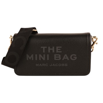 MARC JACOBS 烙印字母荔枝紋皮革斜背包(黑色)