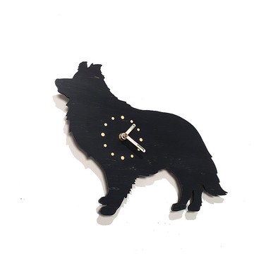 手工木作創意時鐘 歡樂動物園 - 邊境牧羊犬