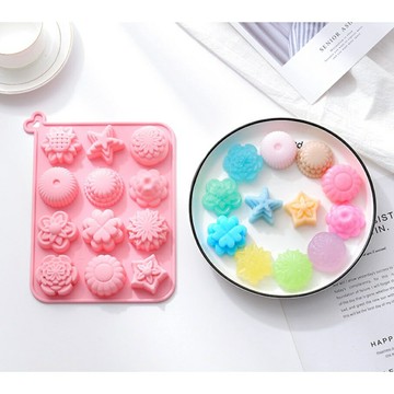 【嚴選&現貨】12連心語星願 手工皂模 矽膠模 蛋糕矽膠模 巧克力模 餅乾模 果凍模  小蛋糕模 烘焙工具