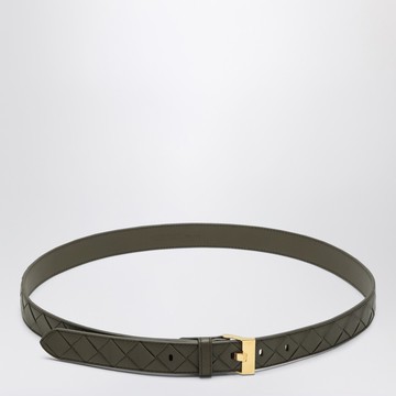 Cipresso-colored Watch belt in Intrecciato