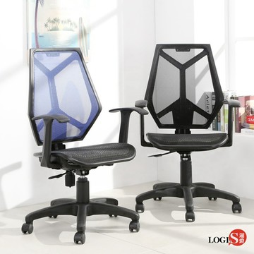 LOGIS｜台灣製 電腦椅 人體工學 透氣全網中背 辦公椅 椅子 扶手椅【729T】