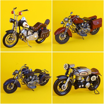 復古鐵藝工藝品摩托車擺件哈雷黑鷹摩托模型家居裝飾酒吧餐廳櫥窗