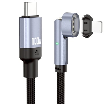 YORI優里 11pin磁吸彎頭充電線+Lightning磁吸頭  黑色  1個  50cm