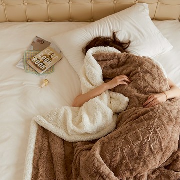 莫蘭迪輕奢純色牛奶絨x羊羔絨毯/雙層毛毯150x200cm-MFB13 果栗咖