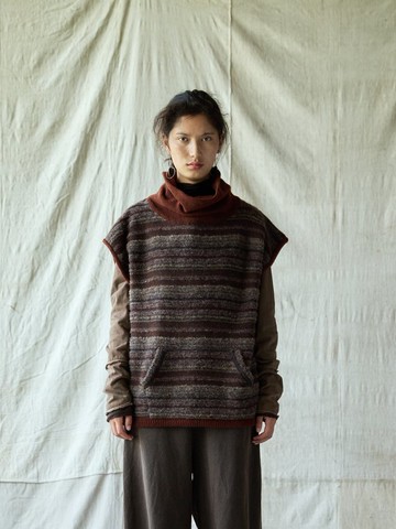 復古文青 / 羊毛混紡針織背心 / 提花毛衣