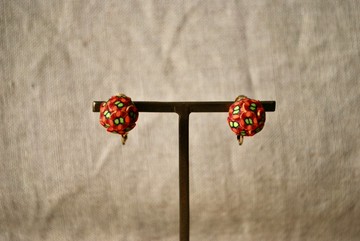 小圓點耳夾 橘色・粉色・黃綠