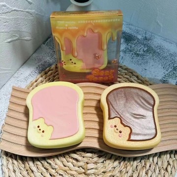 餅餅慢回彈 小熊吐司片 濕軟肌無力手感 squishy
