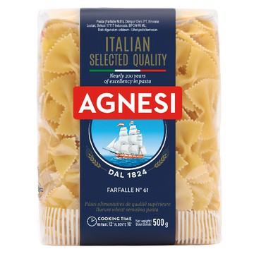 AGNESI 義大利 蝴蝶麵 NO.61 500g 杜蘭小麥粉  1包