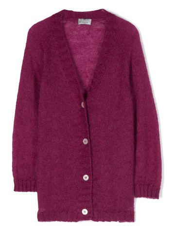 Il Gufo - V-neck buttoned cardigan - kids - Mohair/Polyamide/Wool - 8 - Purple