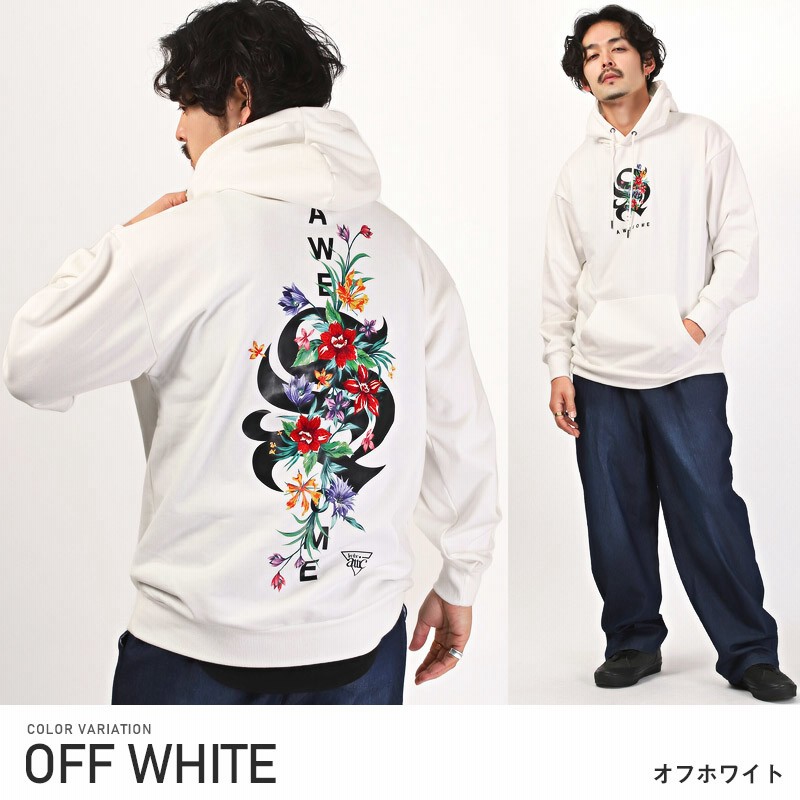 OFF-WHITE 花柄刺繍 パーカー