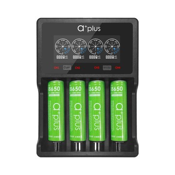 a+plus OV活化電池功能  液晶顯示全智能極速充電組-旗艦加長版附18650鋰電池2600mAh平頭4入