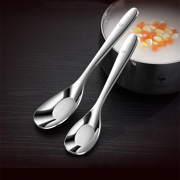 PUSH!餐具用品 316不銹鋼湯匙 兒童輔食湯匙 湯勺 寶寶家加深餐勺 小勺子(大小兩入組)E204