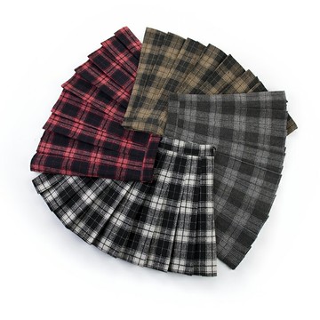 毛呢百褶裙女秋冬2022新款高腰半身裙a字裙學院風防走光格子短裙