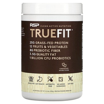 RSP Nutrition, TrueFit，草飼乳清蛋白奶昔，含果蔬，巧克力味，2 磅（940 克）