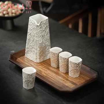 白酒分酒器高檔鎏銀陶瓷白酒杯一口杯子家用中式套裝禮盒一壺四杯