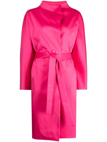 Paule Ka - long-sleeve belted coat - women - Polyester - 38 - Pink