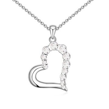 925純銀項鍊 鑲鑽吊墜-時尚甜美愛心百搭生日情人節禮物女飾品5色73ju129【獨家進口】【米蘭精品】