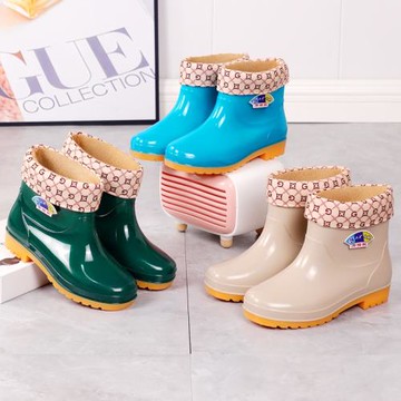 雨鞋成人牛筋底加絨雨靴時尚防水鞋女士防滑中筒膠鞋套鞋保暖雨天