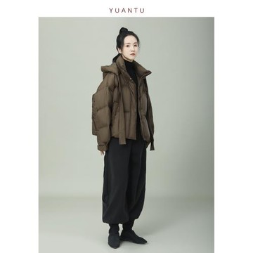 原途 原創設計感小眾羽絨服女2025冬季新款高級感廓形白鴨絨面包