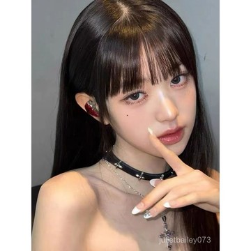 ♡ 𝑪𝒉𝒊𝒄 𝒖 ♡張元英衕款黑色十字架choker項圈女小衆雙條疊戴項鏈皮質頸鏈y2k