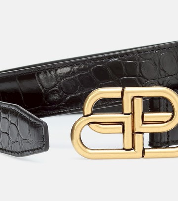 Balenciaga BB croc-effect leather belt