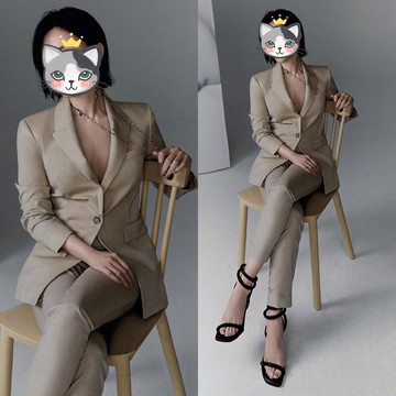 明星陳數同款2020春夏西裝時尚小西服英倫風兩件套女九分褲OL套裝