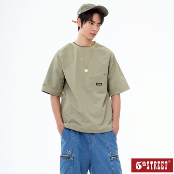 【5th STREET】 中性 短袖 短t 上衣 t恤 TEE 寬版 口袋 綠色 (540139)