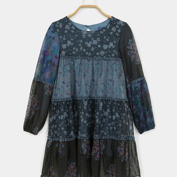 Desigual 碎花拼接軟質紗洋裝