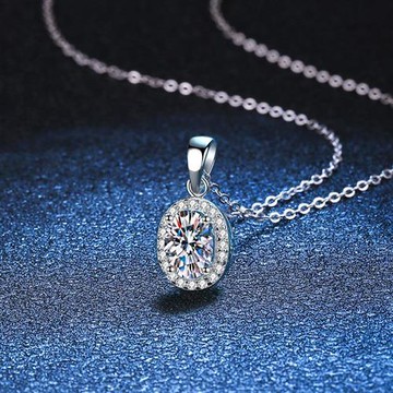 【巴黎精品】莫桑鑽項鍊925純銀吊墜-華麗高貴圓型1克拉鎖骨鍊女飾品a1cn80