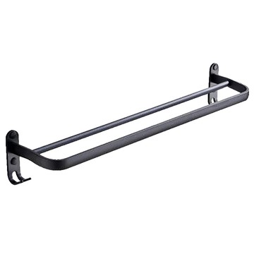 超級工廠 浴室毛巾架 雙桿 太空鋁材質  50cm  黑色  1個