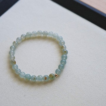 拈翠/冰湖落楓/緬甸天然A貨翡翠-冰起光晴水飄蜜糖花翡翠手串