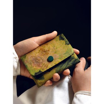 雅集手包新中式復古氣質香云紗小卡包耳機首飾包小零錢收納包便攜