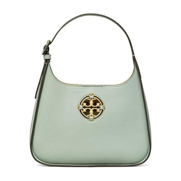 TORY BURCH - 雙T-LOGO素面皮革側肩包 (莫蘭迪綠)