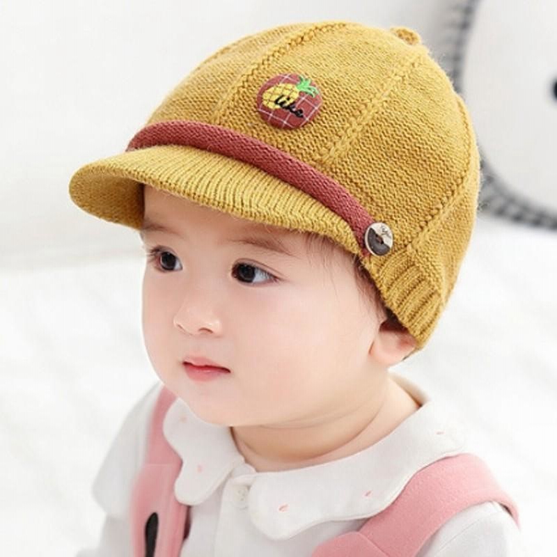 ニット帽 帽子 キャップ ベビー 赤ちゃん 男の子 女の子 毛糸 冬 つば付き どんぐり帽子 フルーツ くるみボタン かわいい おしゃれ 赤 |  LINEブランドカタログ