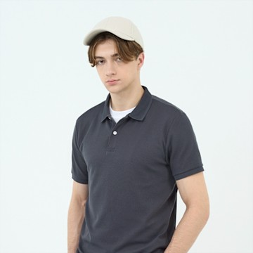 GIORDANO 男裝華夫格短袖POLO衫 Waffle Textured Tracksuits系列 - 10 原子灰