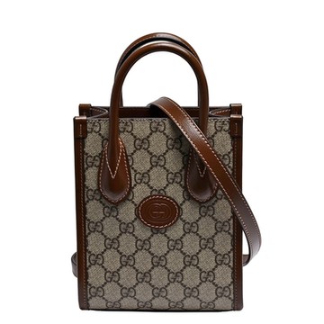 GUCCI 古馳 經典Interlocking G Supreme帆布手提/斜背包(烏木色)