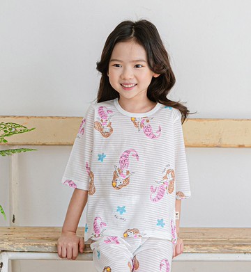 人魚公主的旅行-輕透空氣衣七分袖韓國童裝-K22907