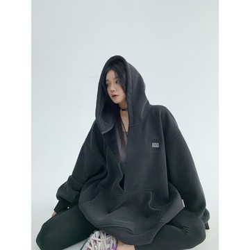 【RICECAKE & OISIS】美式大V領 字母刺繡 帽t 高級感 百搭 oversize 上衣 女