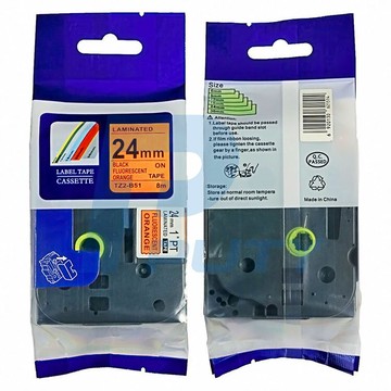 適用兄弟標簽機色帶TZ2-B51 24mm熒光橙底黑字