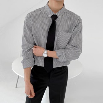 MRCYC秋季長袖條紋襯衫男韓系潮流帥氣dk制服男士痞帥休閑襯衣