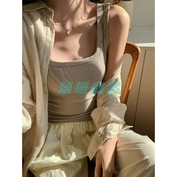 ✅店家嚴選 ⑦天鑒賞✅螺紋棉方領修身顯瘦小背心女內搭吊帶百搭基礎款春夏季可外穿上衣