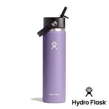 【Hydro Flask】寬口吸管真空保溫鋼瓶24oz『月影紫』HW24BFS504 戶外 露營 登山 健行 休閒 保溫 保冰 保冷 水瓶 保溫瓶
