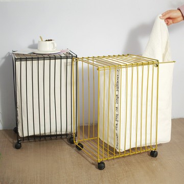 臟衣服收納籃子臟衣籃ins北歐鐵藝帶輪子洗衣置物收納筐框臟衣簍