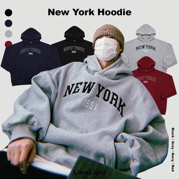 ☆LimeLight☆ 韓國 NYC 紐約 NEW YORK 刺繡 199X 帽Tee 內刷絨 K-TS027