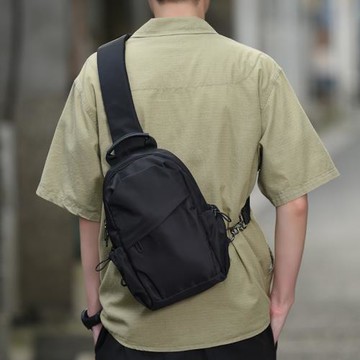 胸包男士包包單肩斜挎包日系潮牌休閑百搭運動小包男帆布小背包女