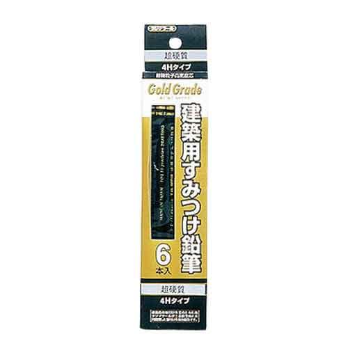 建築用すみつけ鉛筆 超硬質(4H)6本入 タジマ 墨つけ・基準出し 建築用鉛筆 KNE6-4H