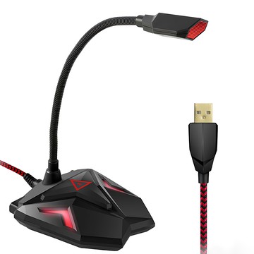 e-kit 逸奇 USB電競款編織線麥克風 獨立耳機孔  MIC-G05  黑色 + 紅色